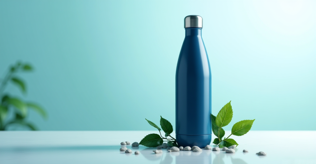 A reusable water bottle is being tested for durability and performance in a lab setting.