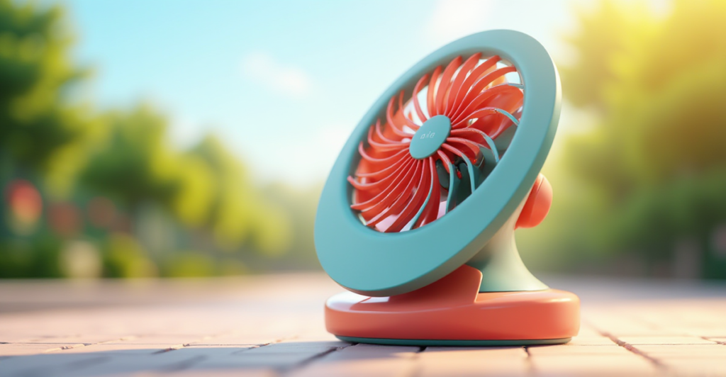 User showcasing a portable neck fan, sharing their real experience and benefits of staying cool on the go.